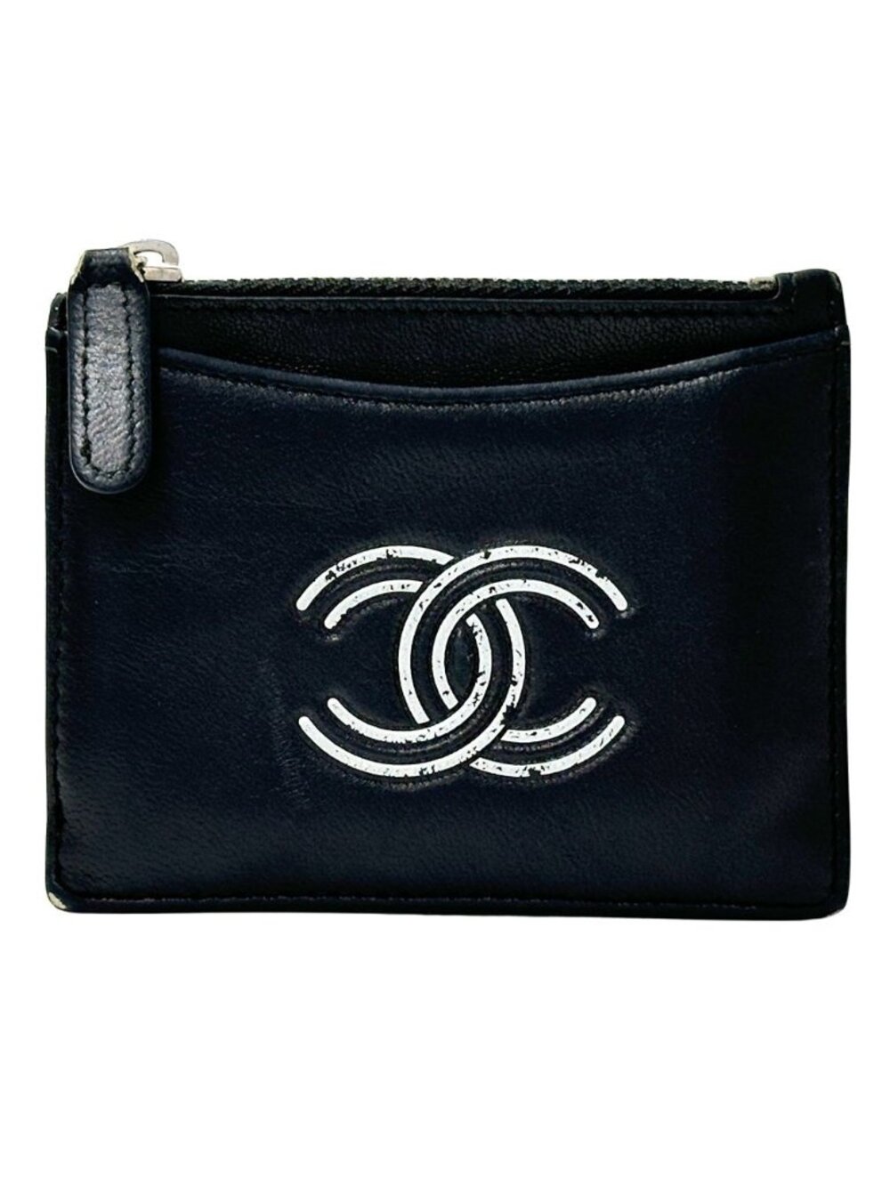 Chanel Wallet Coin Case CC Logo Leather Black Mini Small Compact